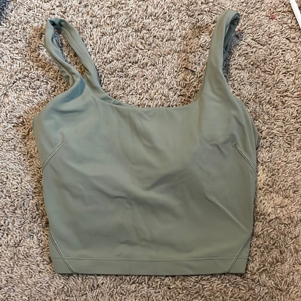 Rosemary green Nulu fold crop tank top